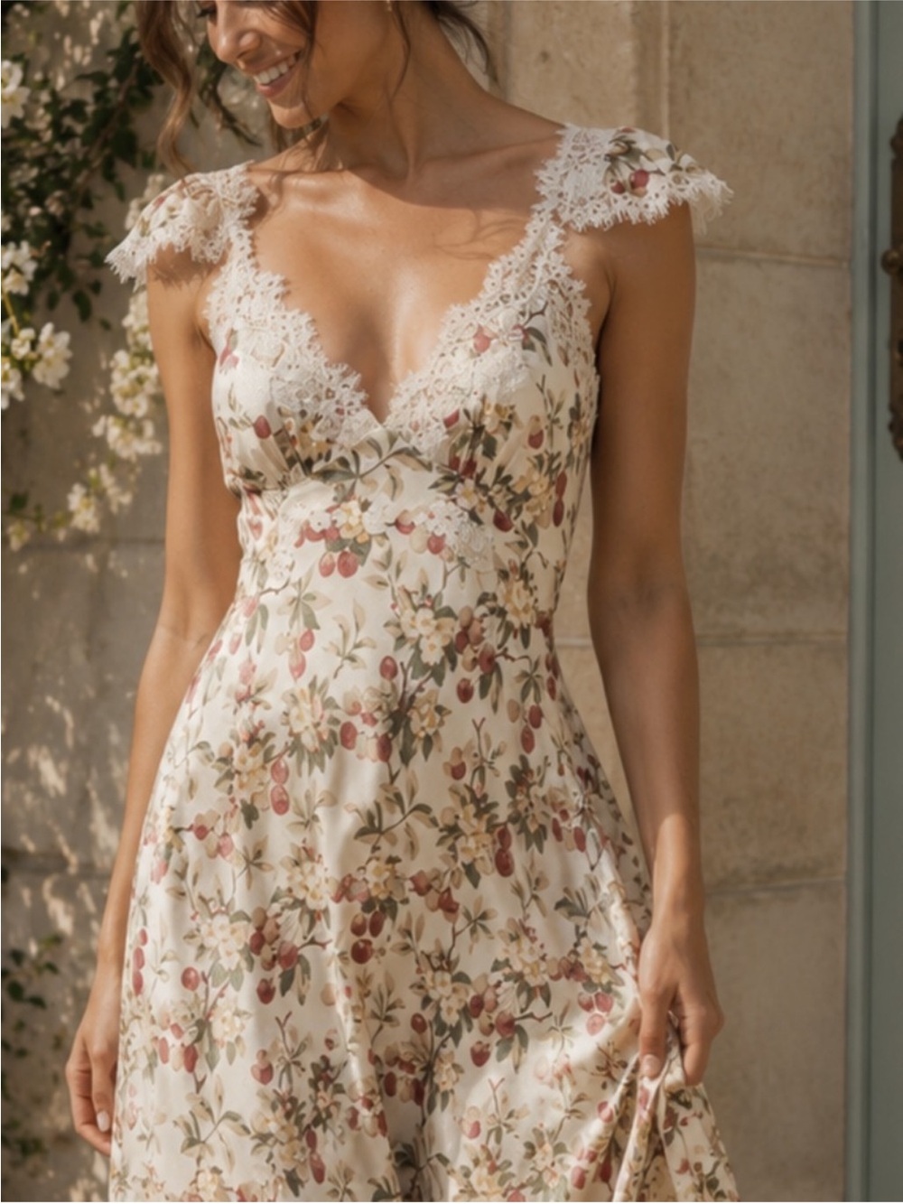 ✨NEW✨DÔEN Fiona Floral Silk Maxi Dress Cerise Et Fleur